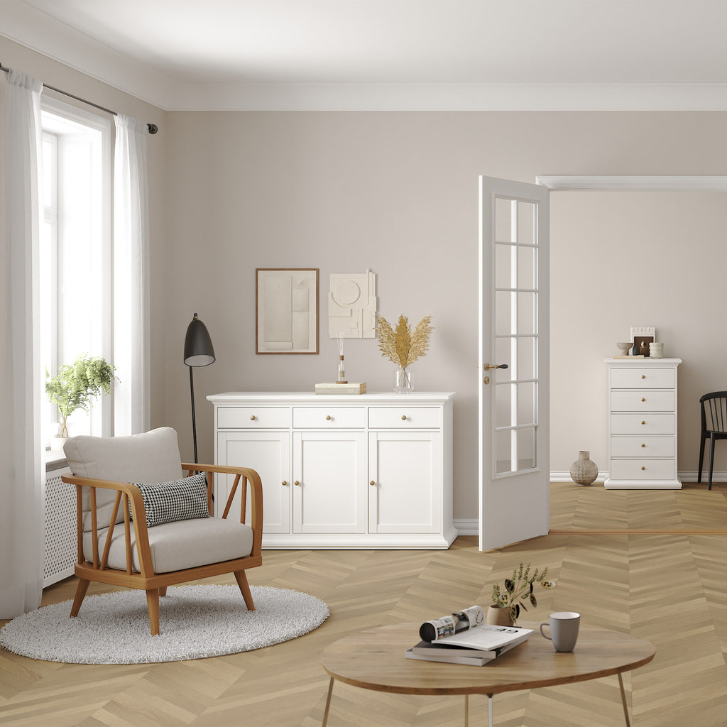 Paris Sideboard with 3 doors and 3 drawers in White