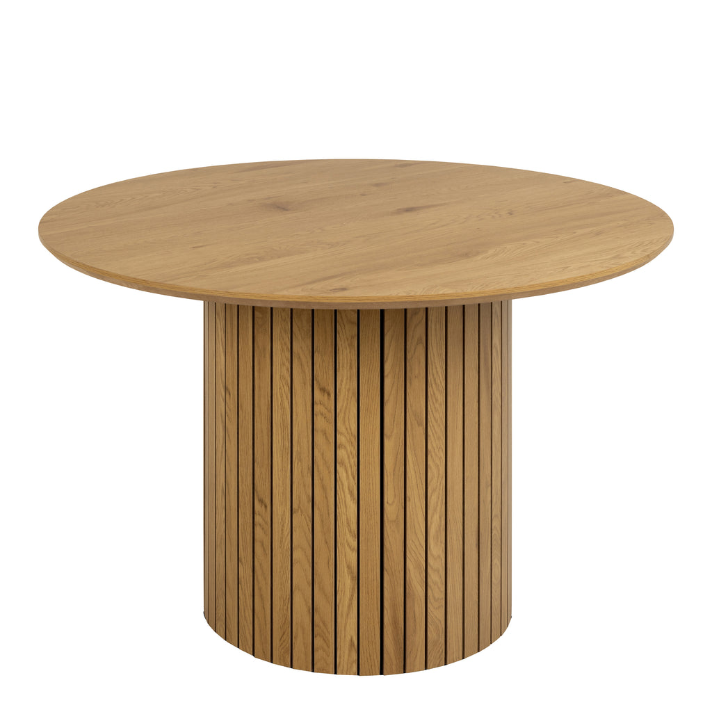 Yale Dining Table in Oak Included 4 Adele Dining Chair in Grey Fabric