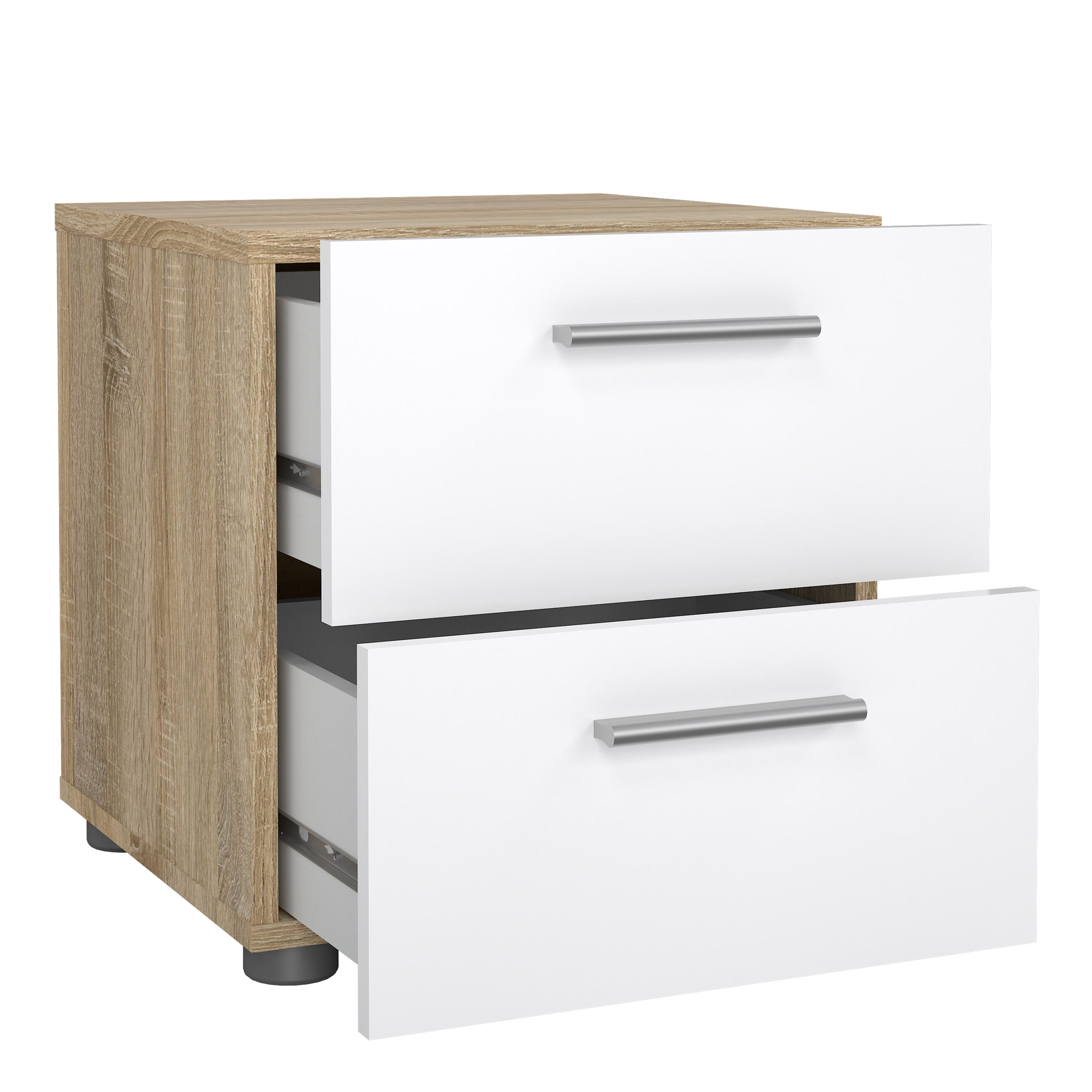 Pepe Bedside 2 Drawers in Oak structure/White High Gloss