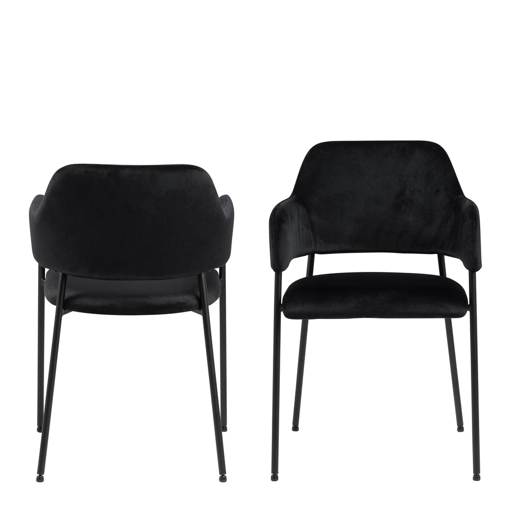 Christo Dining Table in Oak 220x75cm including 6 Lima Dining Chairs with Armrest in Black