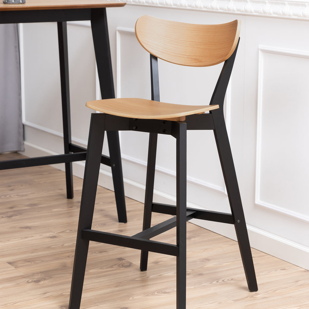 Roxby Bar Table Included 2 Roxby Bar Stool, Black and Oak