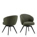 Darlene Dining Chair with Armrest and Swivel Function in Green
