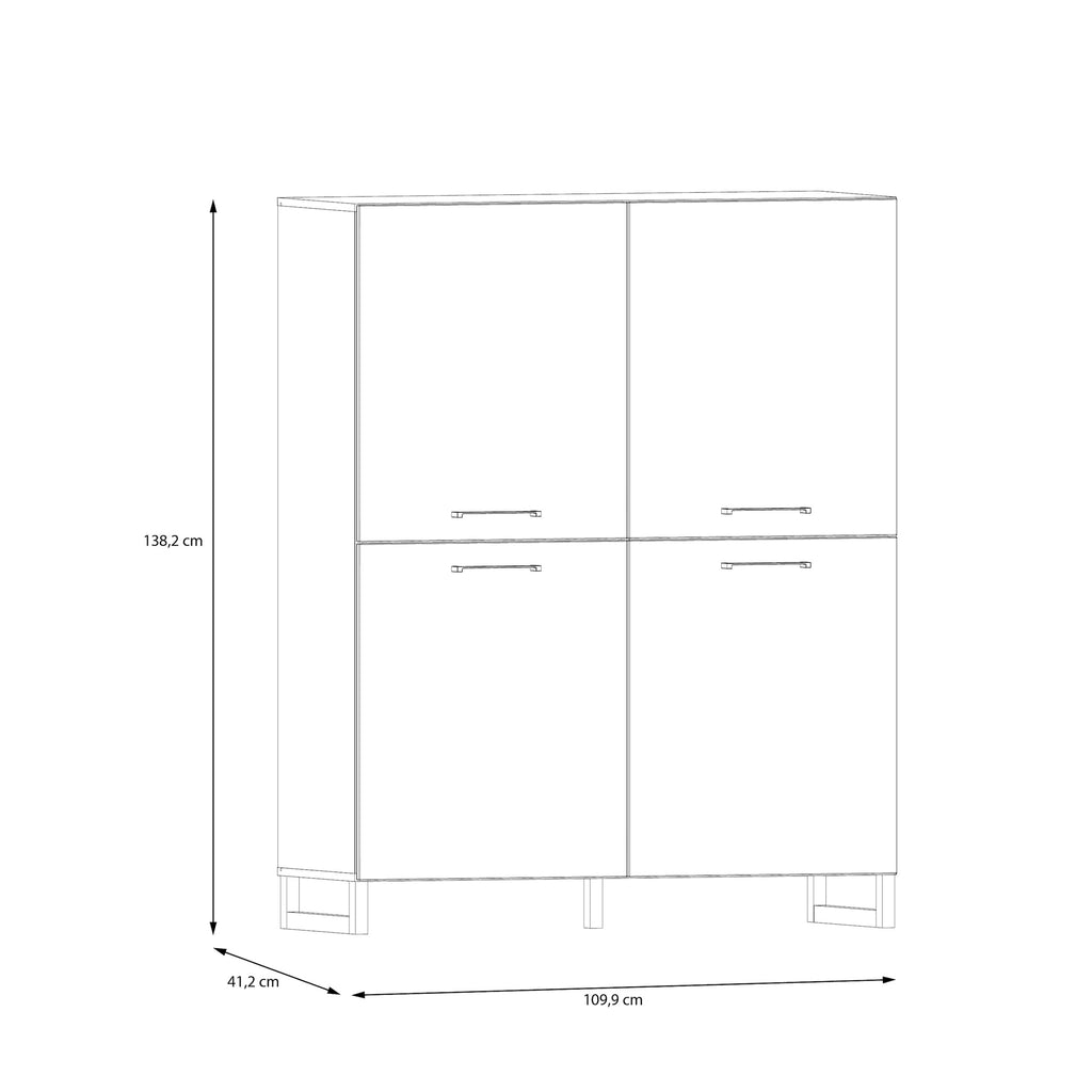 Sali 4 Door Highboard in Light Grey