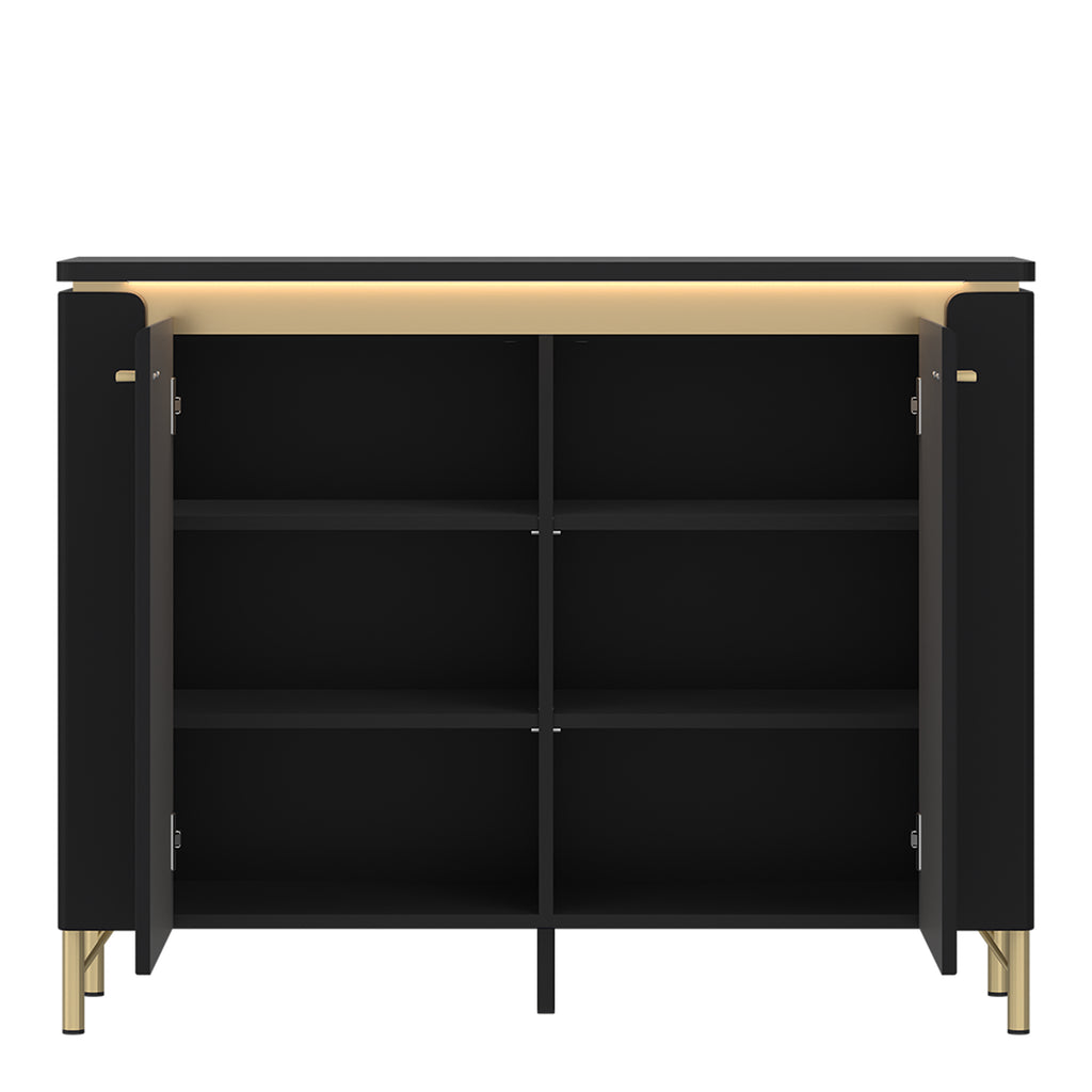 Genoa Sideboard 2 Door in Black Matt/Gold