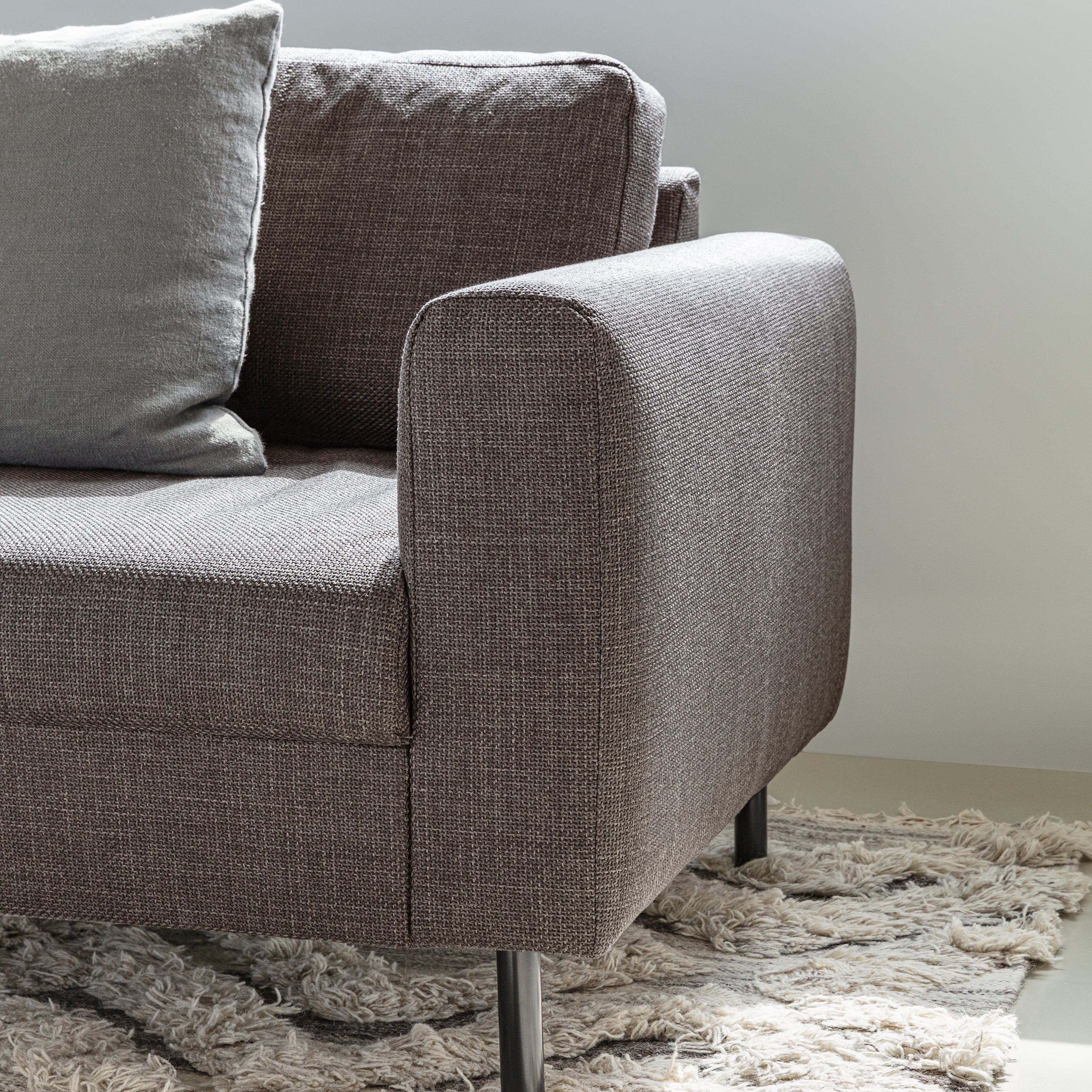 Omaha Set of 2 x 2 Seater Sofas in Basel Light Grey Brown Fabric