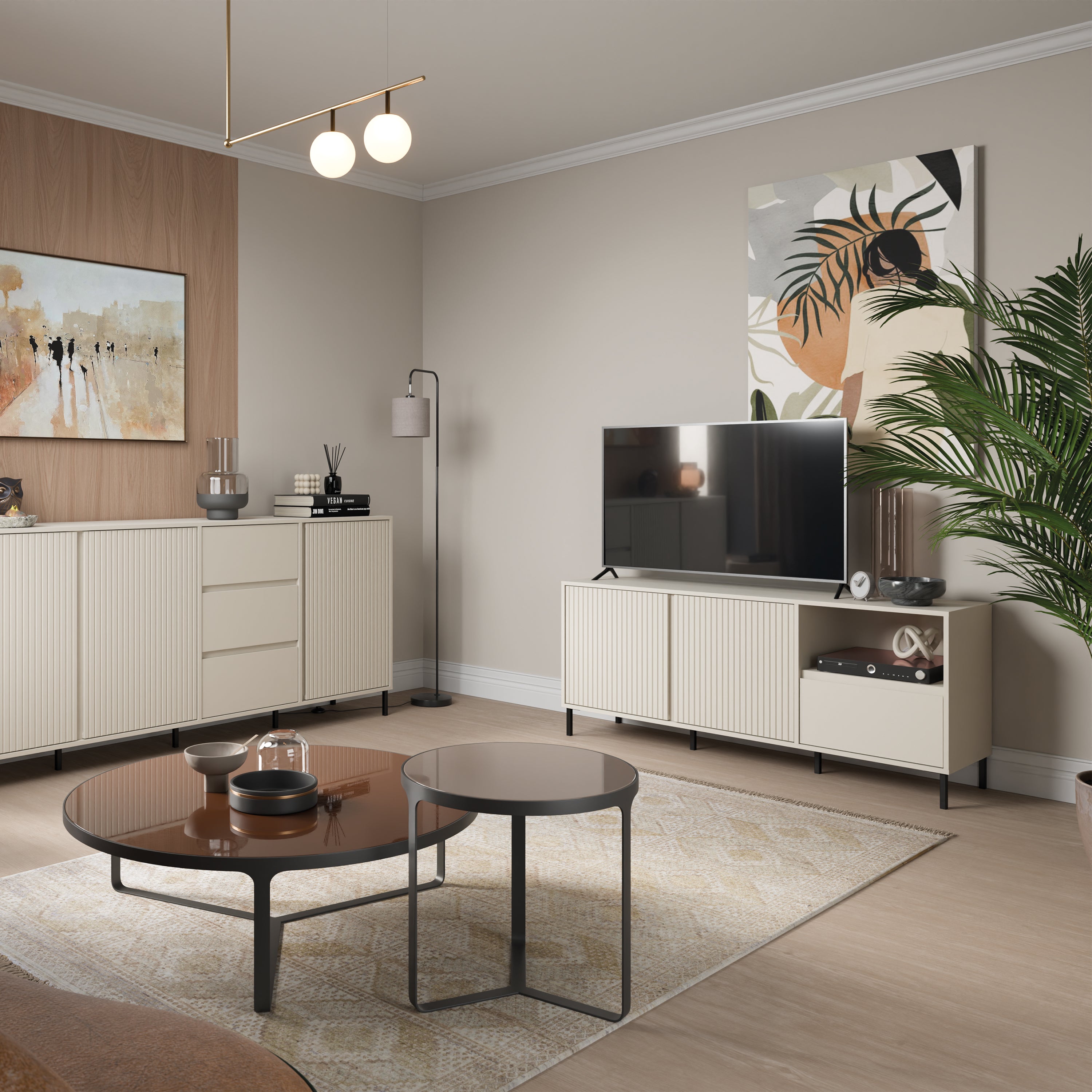 Avenale Wide TV Cabinet  2 Door 1 Drawer in Cashmere