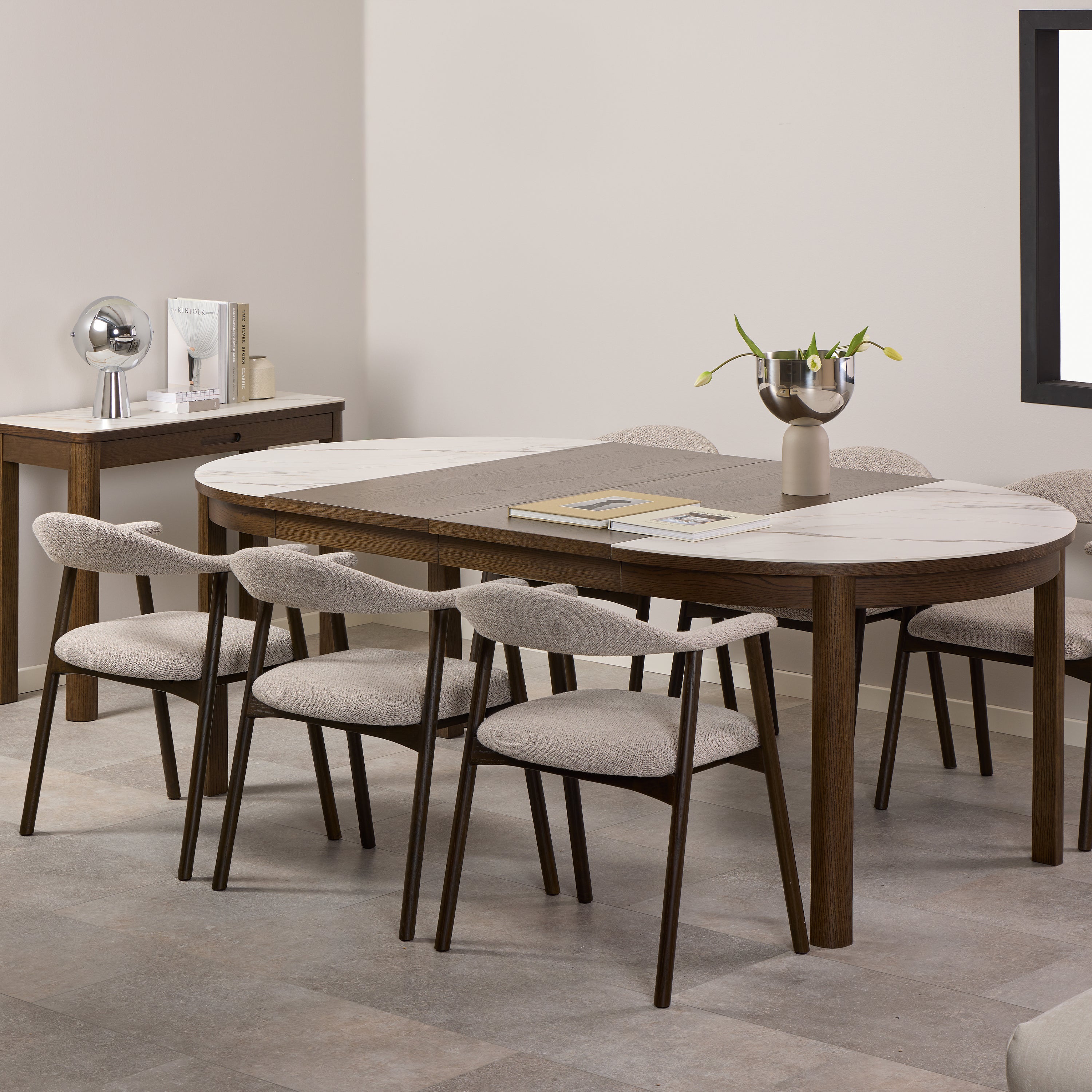Southampton Round Extendable Dining Table in Cream Ceramic 120/220 x 120 x 75cm