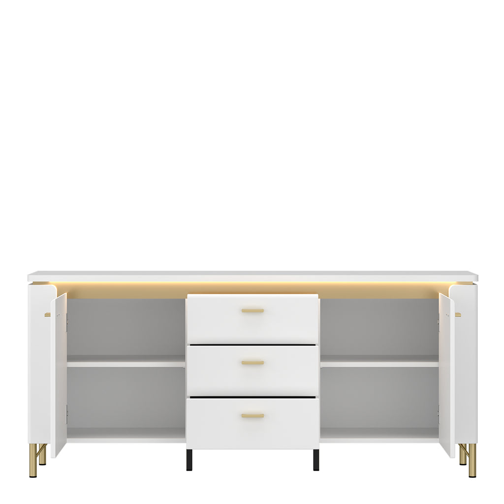 Lazio TV Cabinet 2 Door 3 Drawer in Alpine White/White Gloss