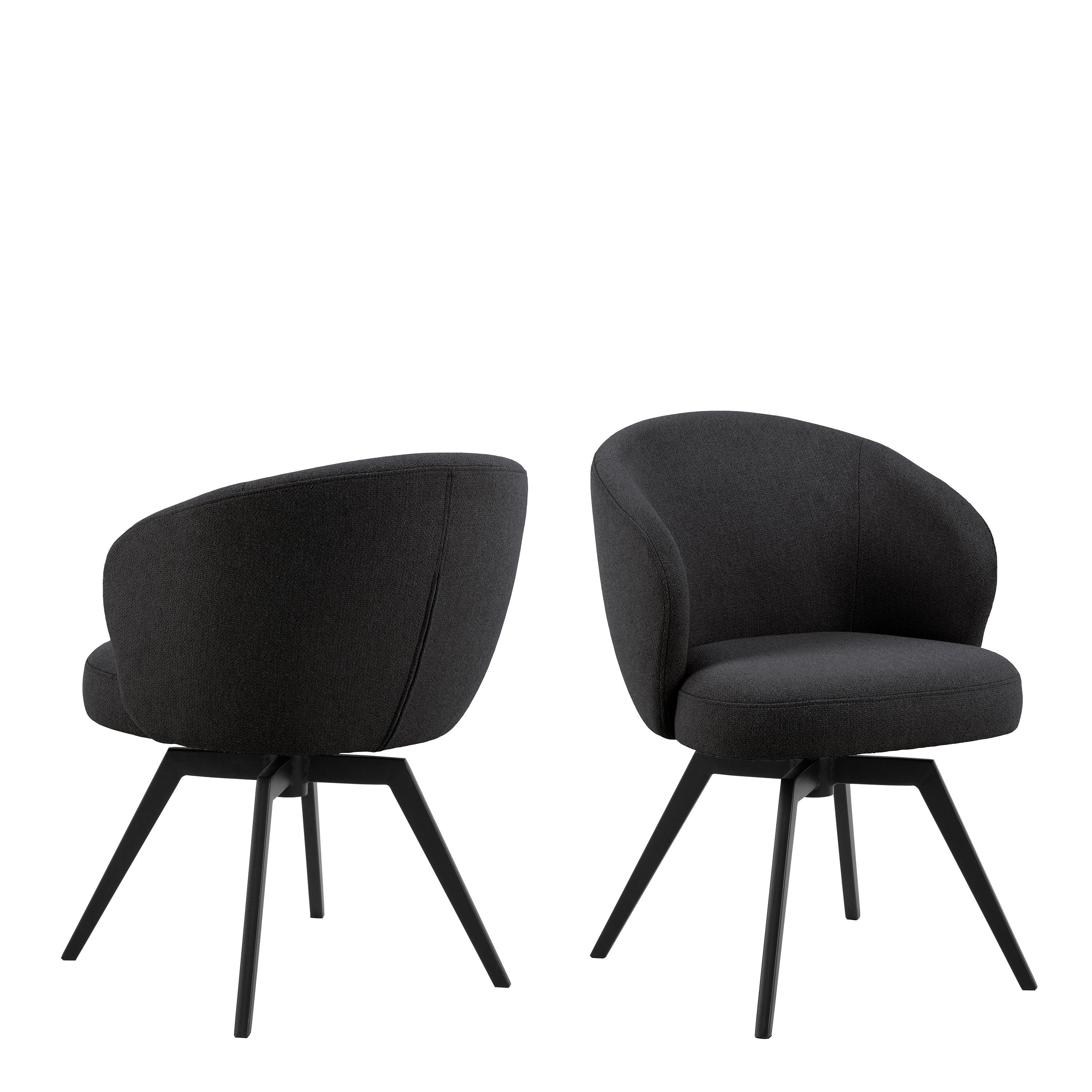 Soli Round Dining Table in Oak/Black 120x75cm Included 4 Darlene Dining Chair with Armrest and Swivel Function in Black