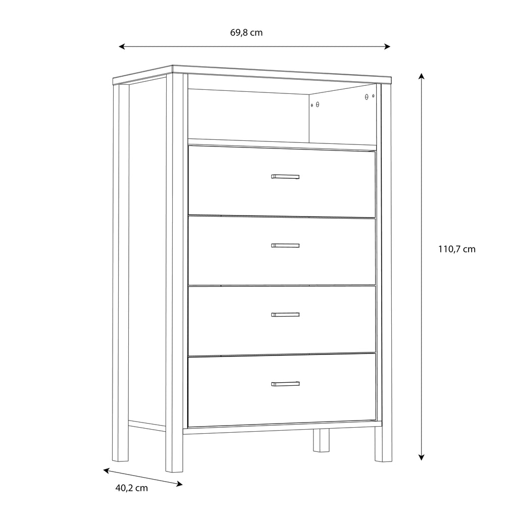 High Rock Chest of 4 Drawers in Matt Black/Riviera Oak