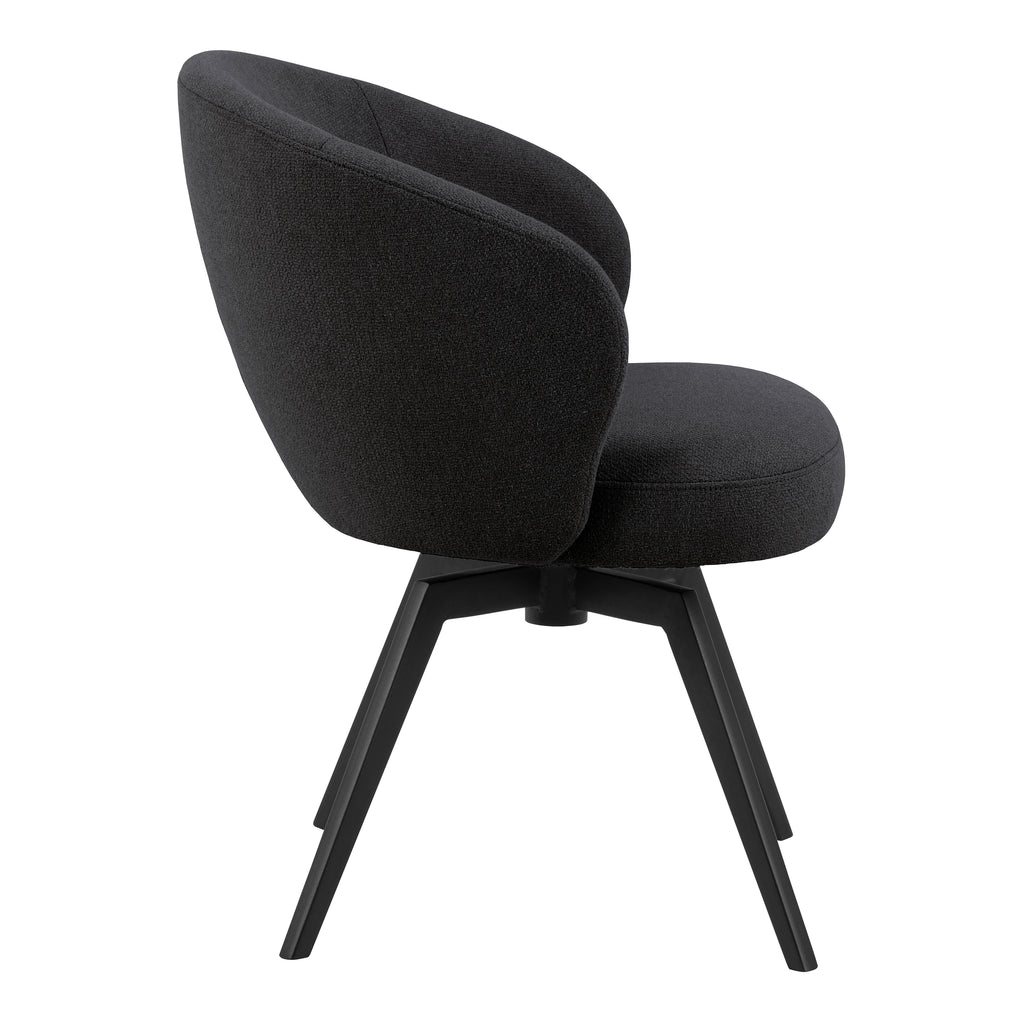 Soli Round Dining Table in Oak/Black 120x75cm Included 4 Darlene Dining Chair with Armrest and Swivel Function in Black