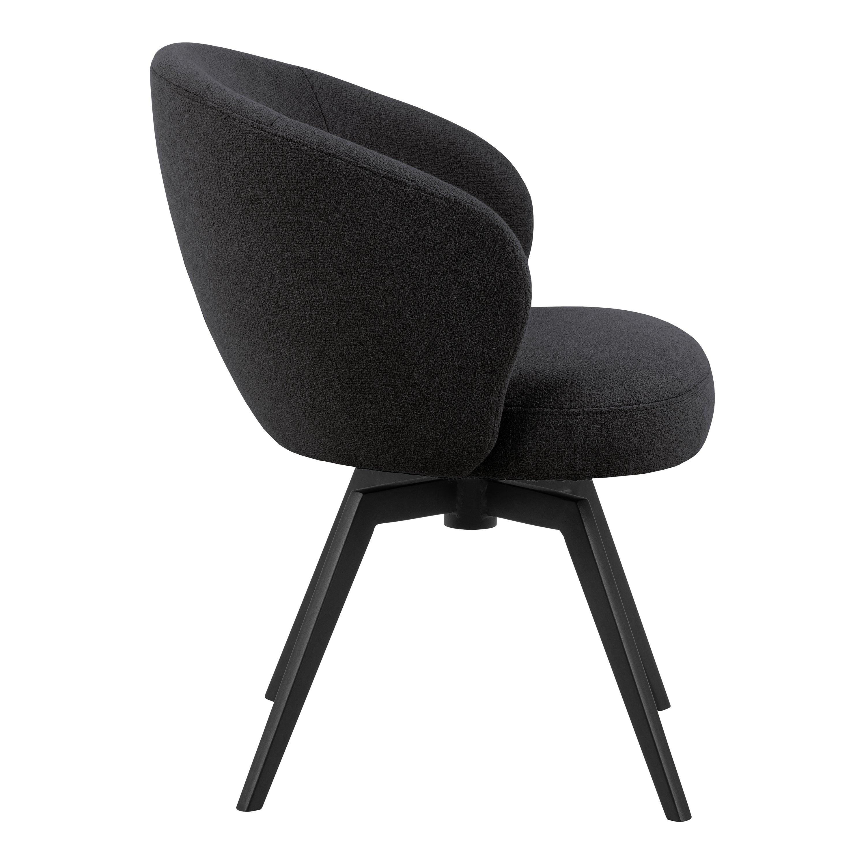 Soli Round Dining Table in Oak/Black 120x75cm Included 4 Darlene Dining Chair with Armrest and Swivel Function in Black