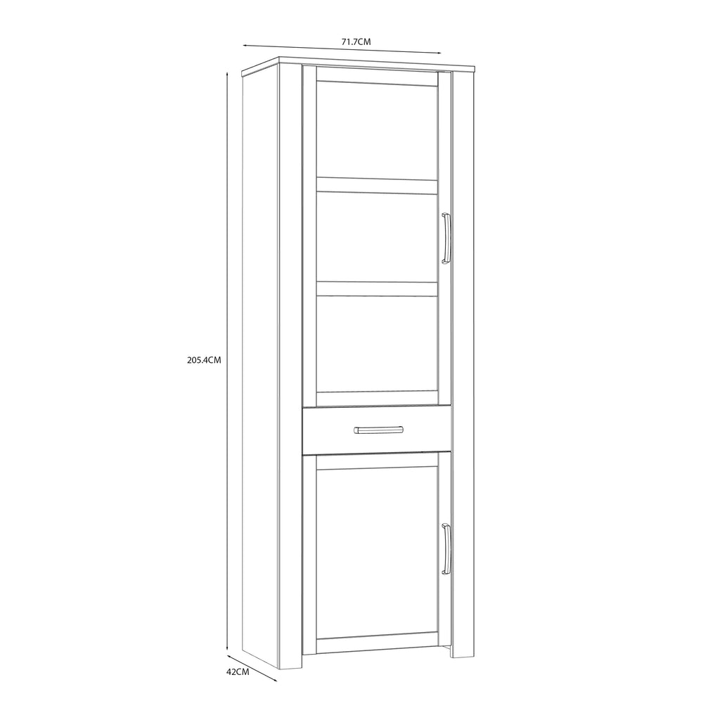 Bohol Narrow Display Cabinet inc. 2x LED Lights in Riviera Oak/White