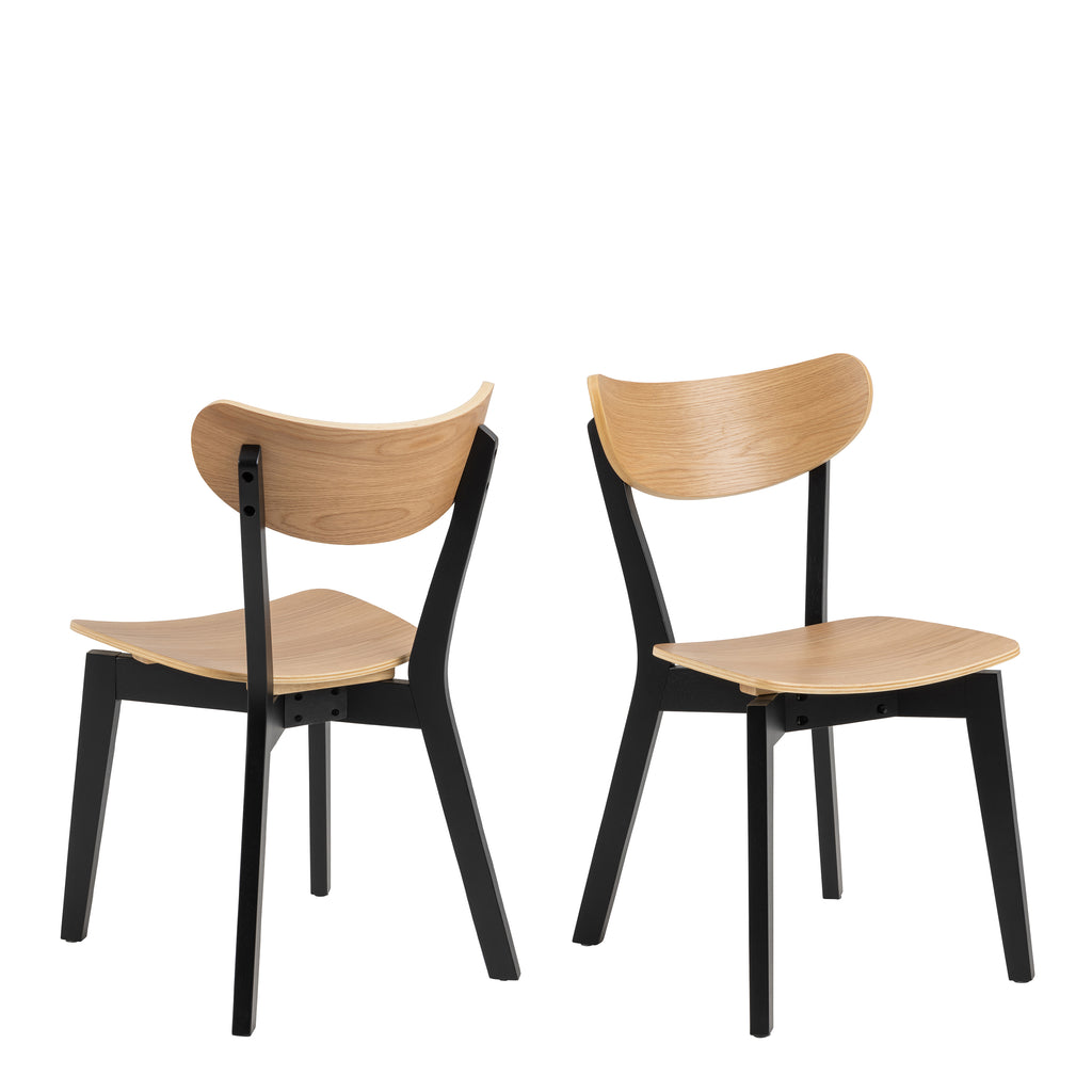 Roxby Extending Dining Table 80-120cm in Oak & Black Included 2 Roxby Dining Chairs in Black and Oak