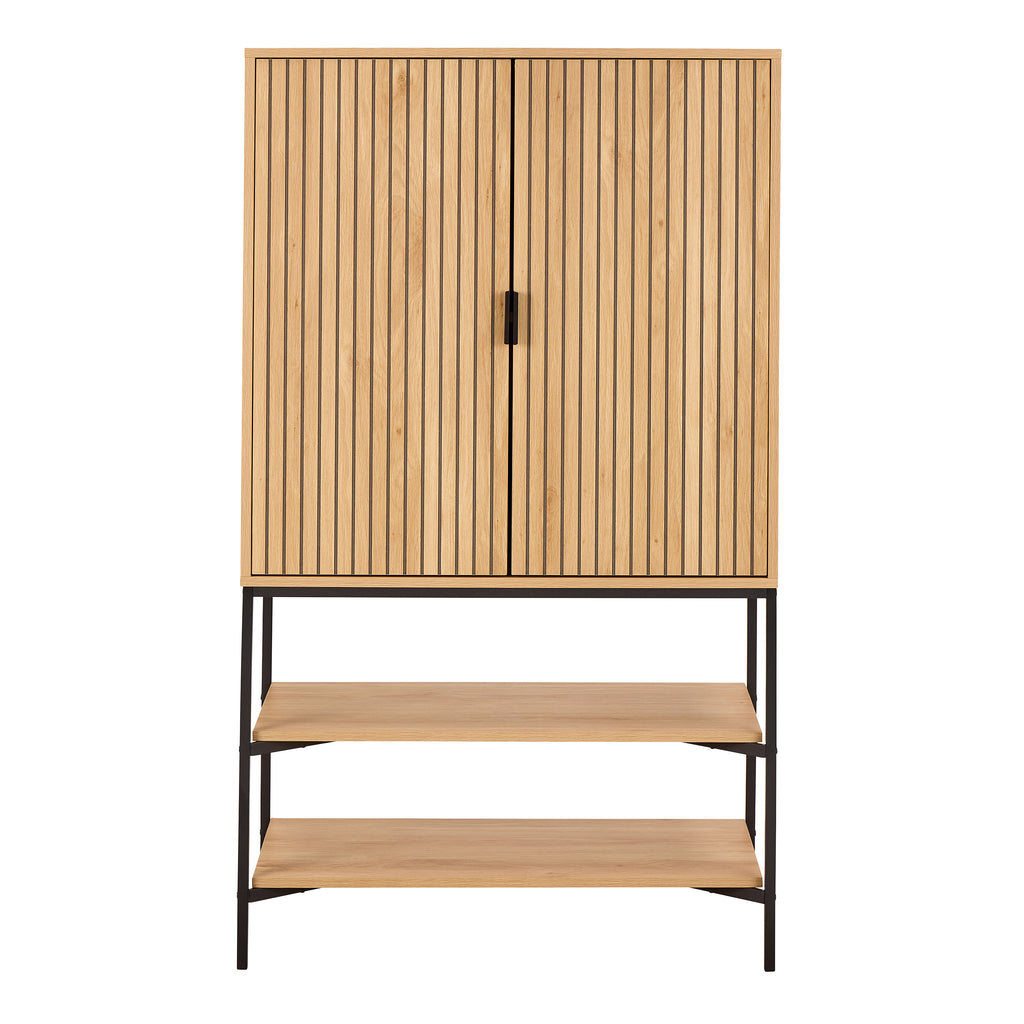 Jaipur Cabinet 2 Doors 3 Shelves With Oak Lamella Front