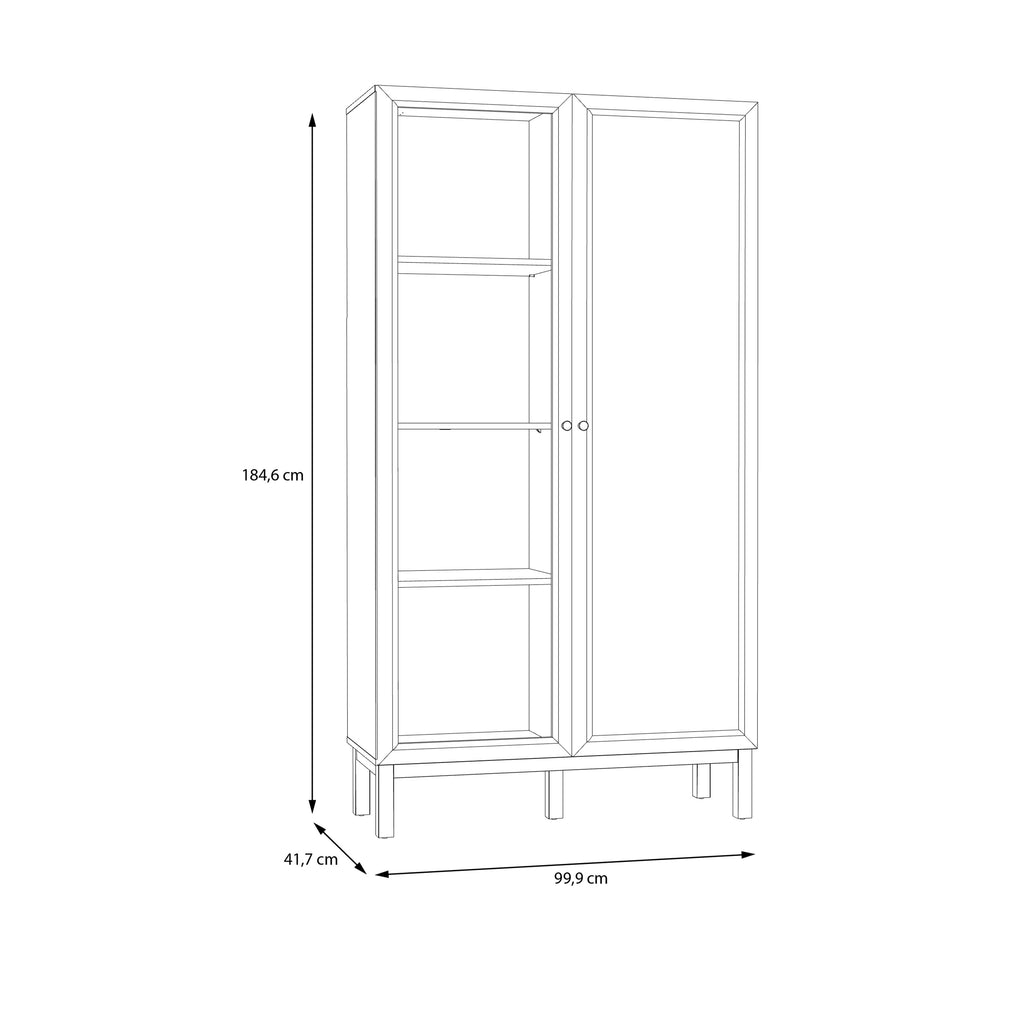 Wensley Display Cabinet with 1 Door and  1 Glass Door in Light Grey and Oak inc LED Lighting