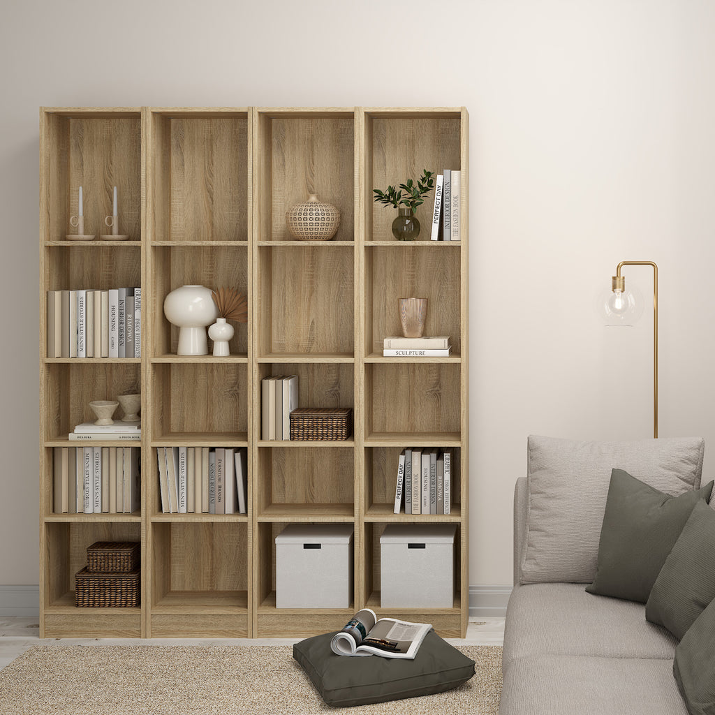 Basic Tall Narrow Bookcase (4 Shelves) in Oak