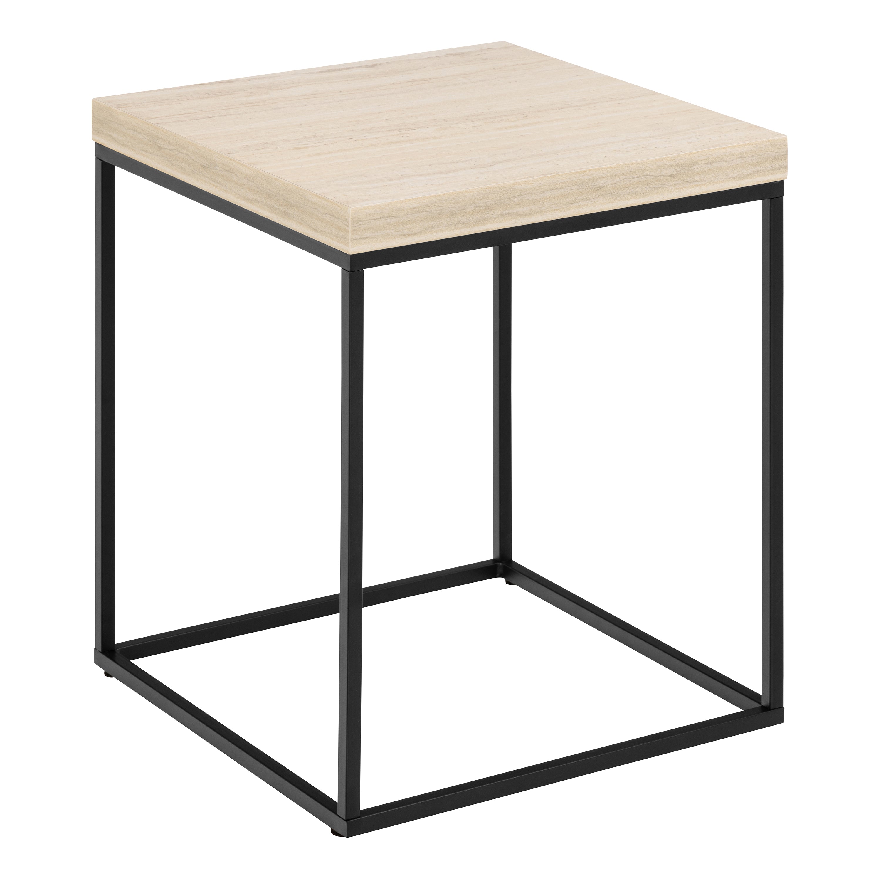 Barossa Coffee Table with Travertine Rough Paper Top & Black Powder Steel Base 40cm