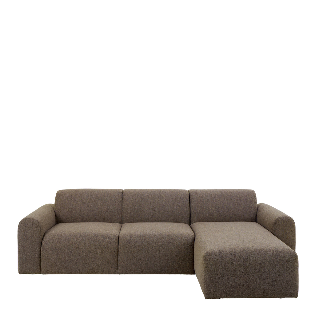 Midfield Right Hand Facing 2 Seater Chaise Longue in Boucle Taupe Fabric