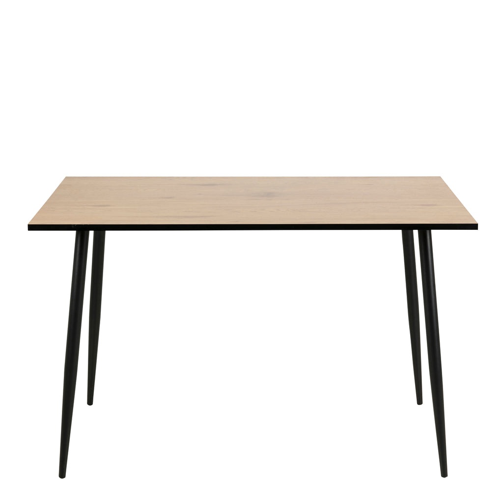 Wilma Dining Table with Oak Top & Black Legs Included 4 Celia Dining Chair in Light Grey