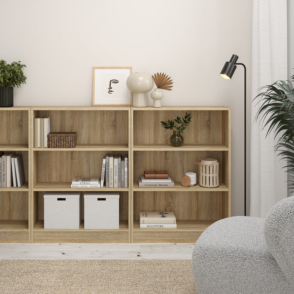 Basic Low Wide Bookcase (2 Shelves) in Oak