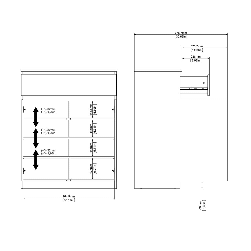 Naia Sideboard - 1 Drawer 2 Doors in Black Matt