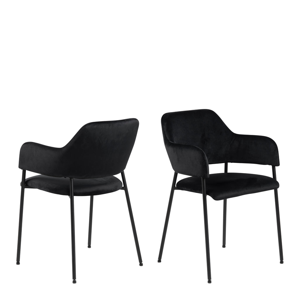 Christo Dining Table in Oak 220x75cm including 6 Lima Dining Chairs with Armrest in Black
