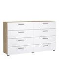 Pepe Wide Chest of 8 Drawers (4+4) in Oak structure/White High Gloss