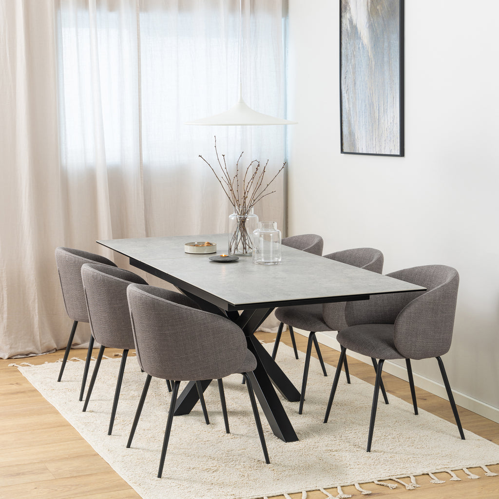 Heaven Extendable Dining Table with Ceramic Grey Top 168cm