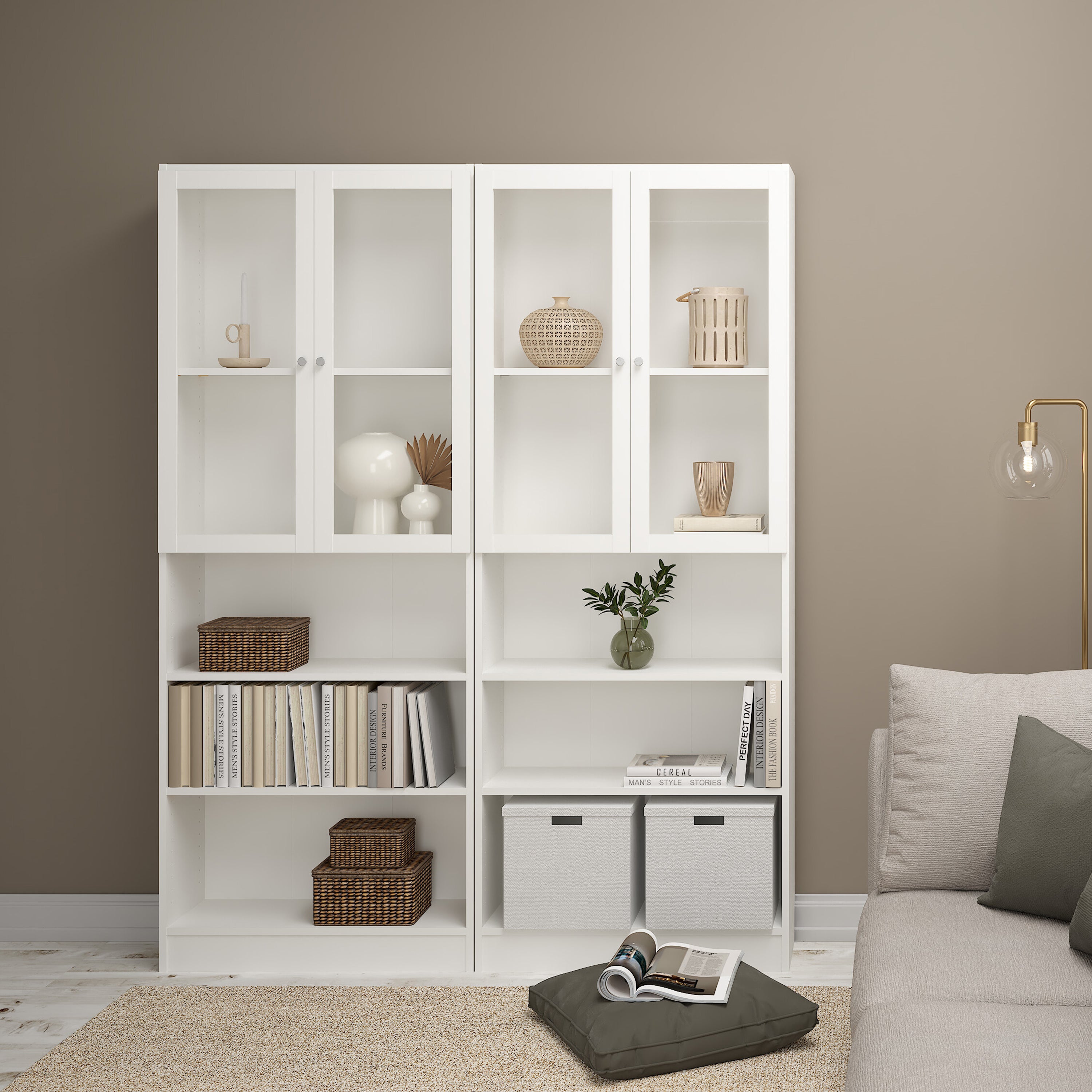 Basic Tall Wide Bookcase (4 Shelves) in White