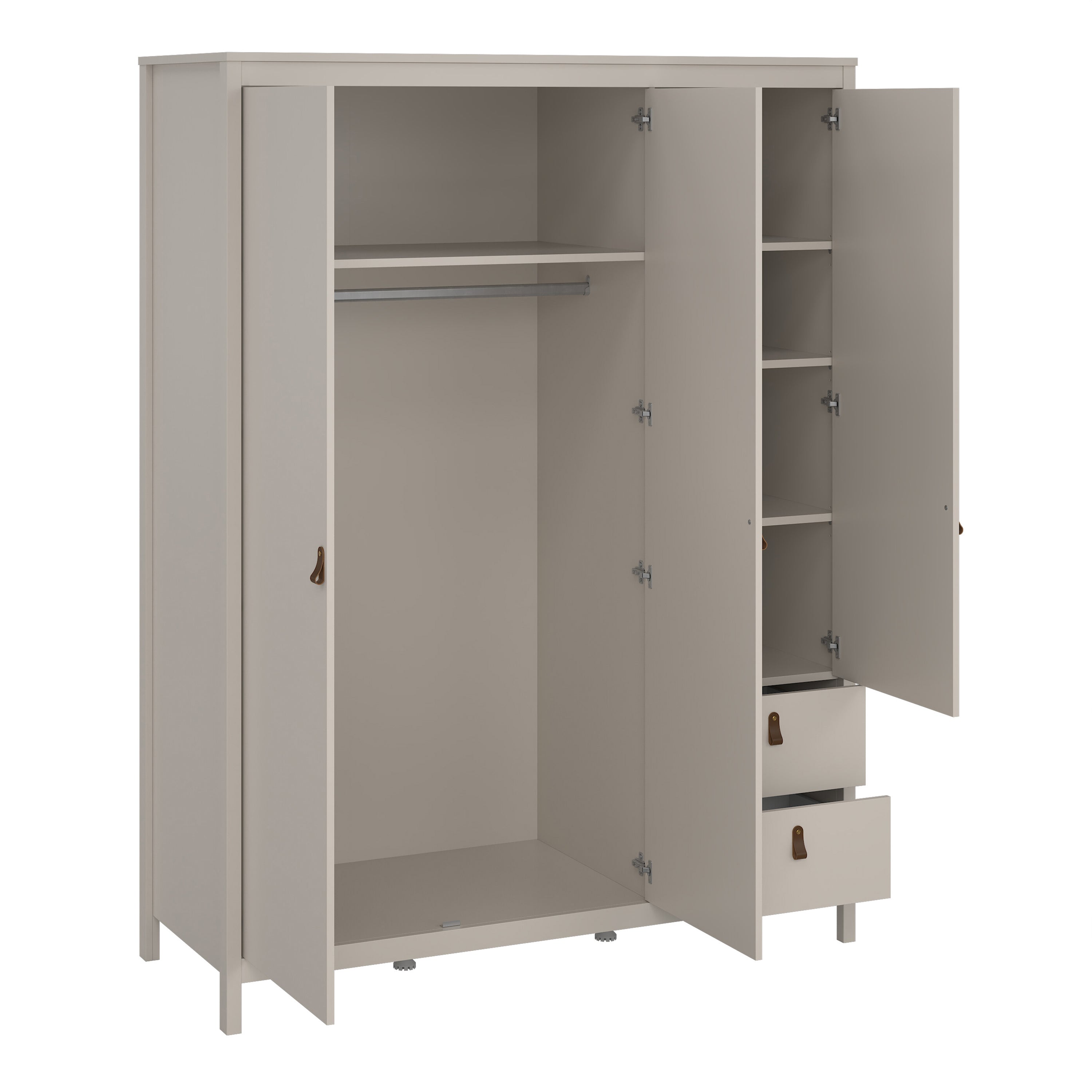 Barcelona Wardrobe with 2 Doors + 1 Mirror Door + 2 Drawers in Cashmere