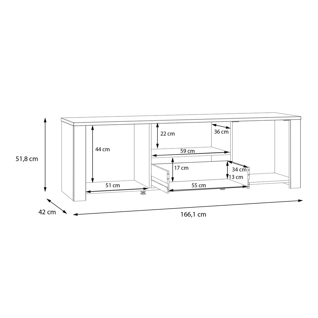 Bohol TV Unit Inc. LED Light in Riviera Oak/Grey Oak