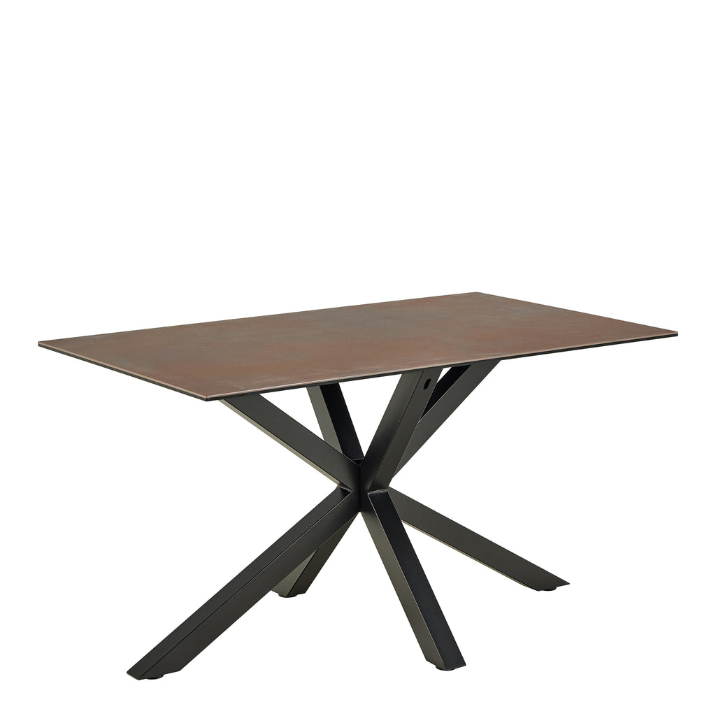 Heaven Dining Table with Ceramic Rusty Brown Top 135cm Included 4 Dean Beige Swivel Dining Chair