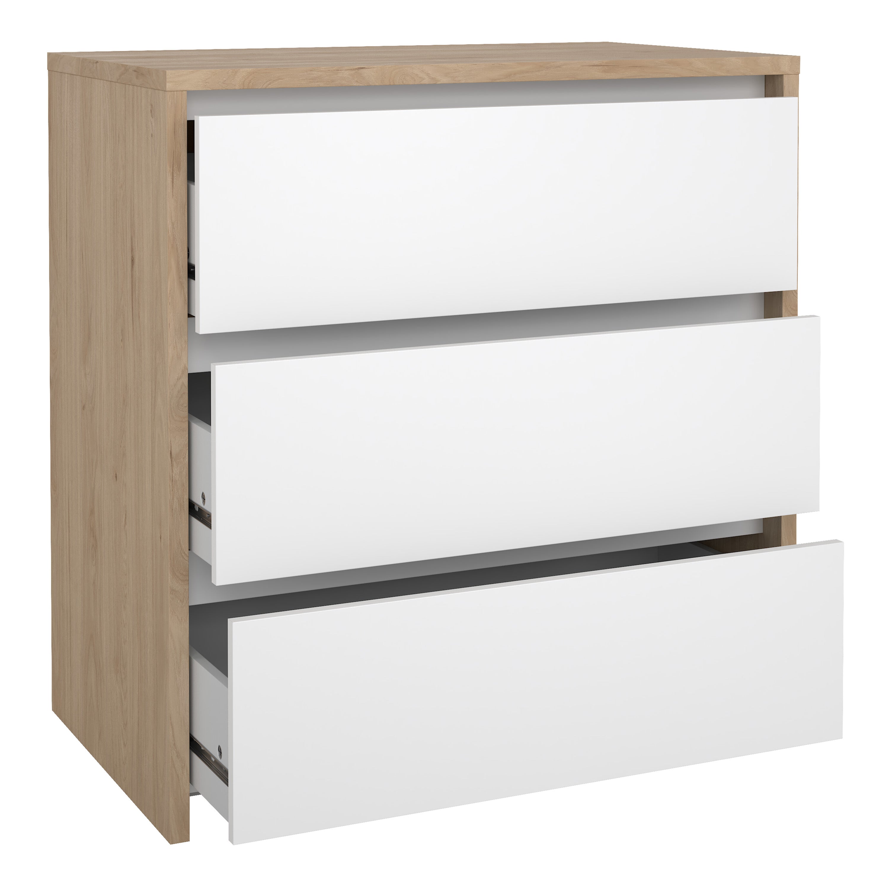 Next Chest 3 drawers Jackson Hickory White high gloss