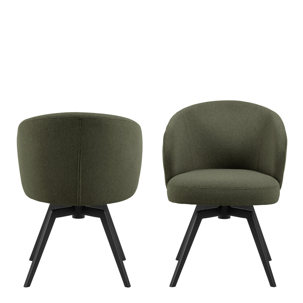 Darlene Dining Chair with Armrest and Swivel Function in Green
