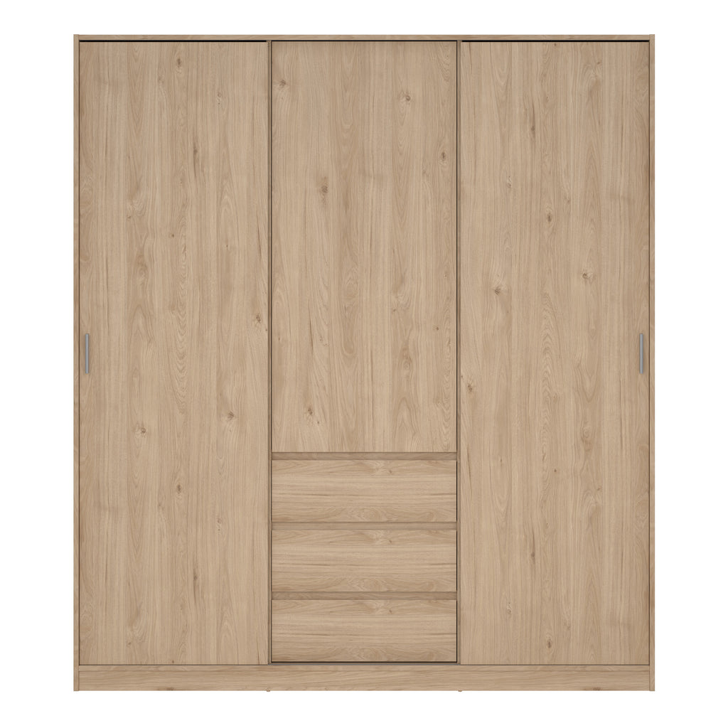 Naia Wardrobe with 2 Sliding Doors 1 Door 3 Drawers in Jackson Hickory Oak