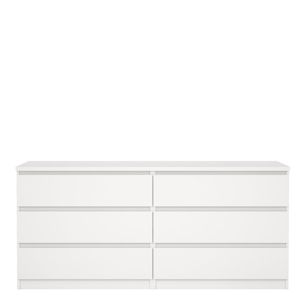 Naia Wide Chest of 6 Drawers (3+3) in White