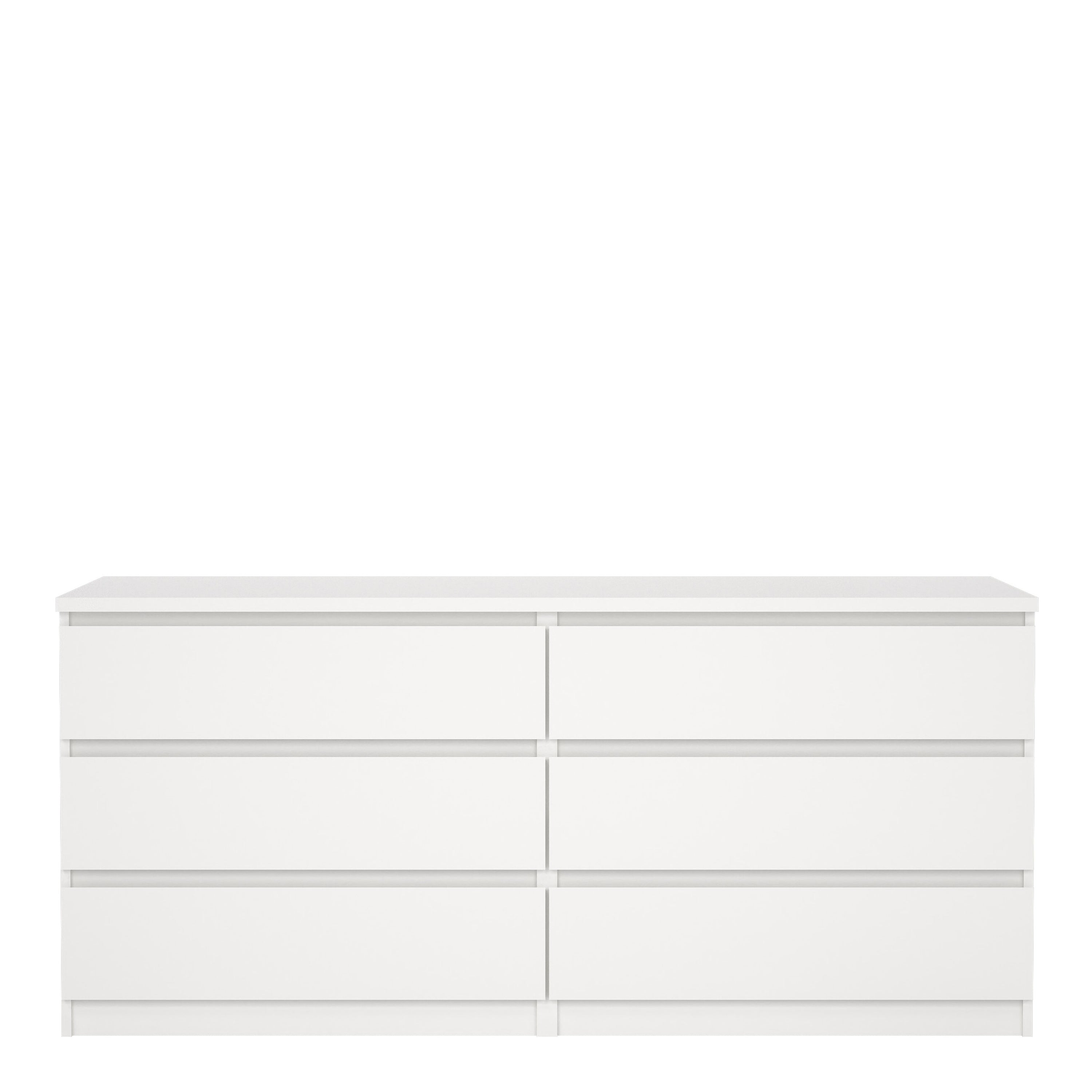 Naia Wide Chest of 6 Drawers (3+3) in White