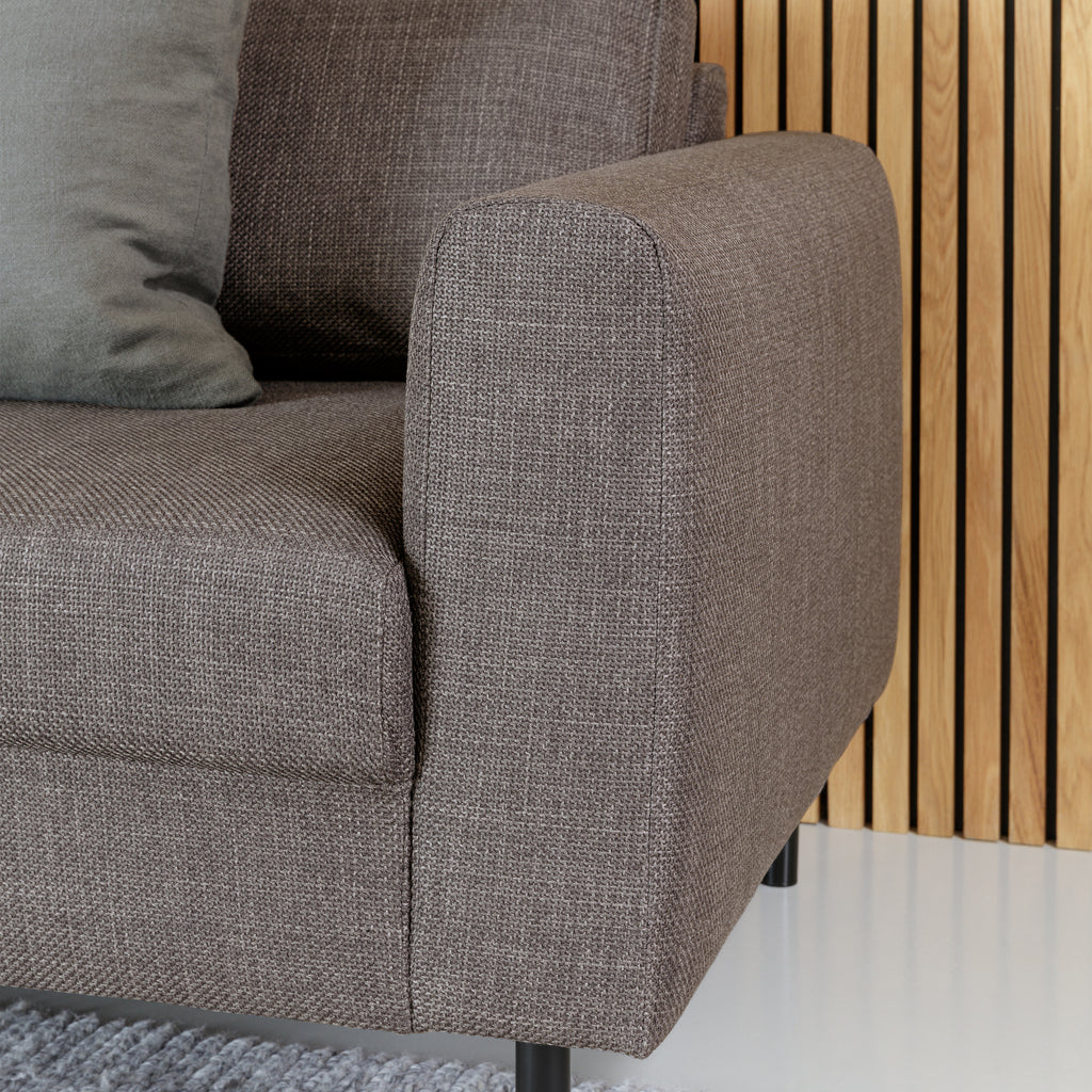Omaha Set of 2 x 3 Seater Sofas in Basel Light Grey Brown Fabric