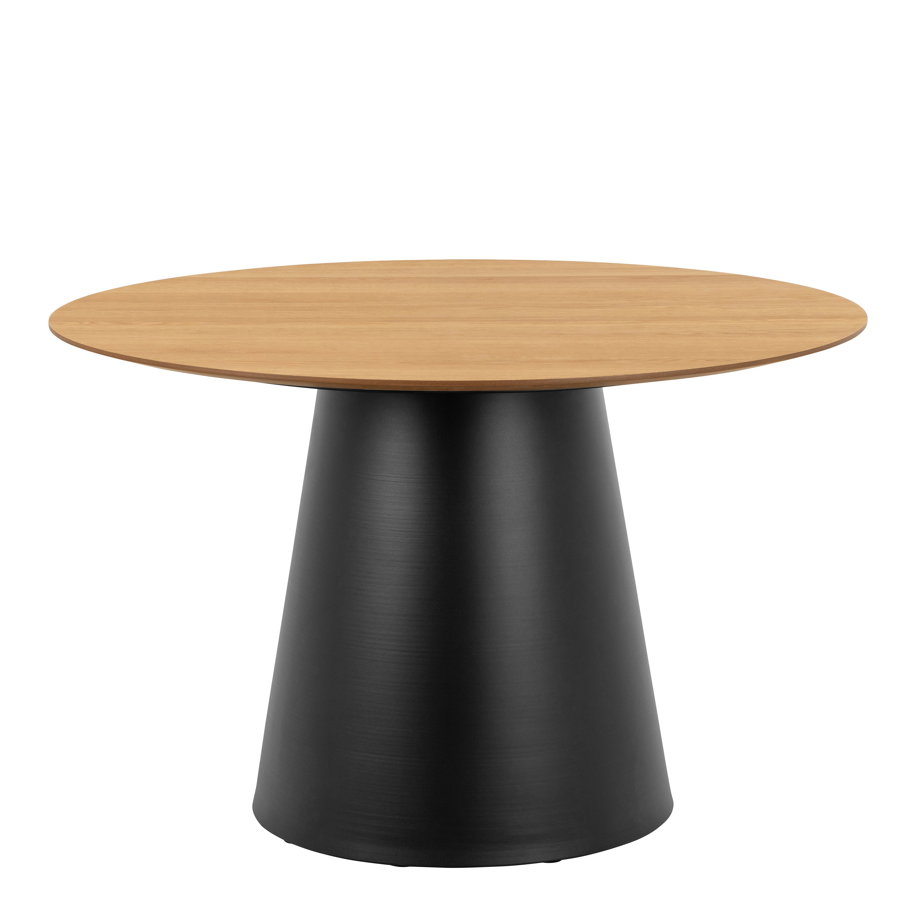 Soli Round Dining Table in Oak/Black 120x75cm Included 4 Darlene Dining Chair with Armrest and Swivel Function in Beige