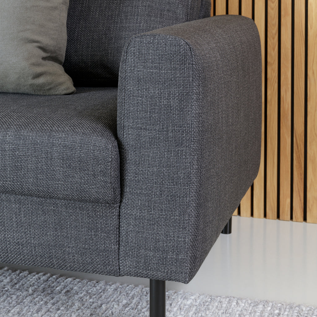 Omaha 3 Seater Sofa in Dark Grey Basel Fabric