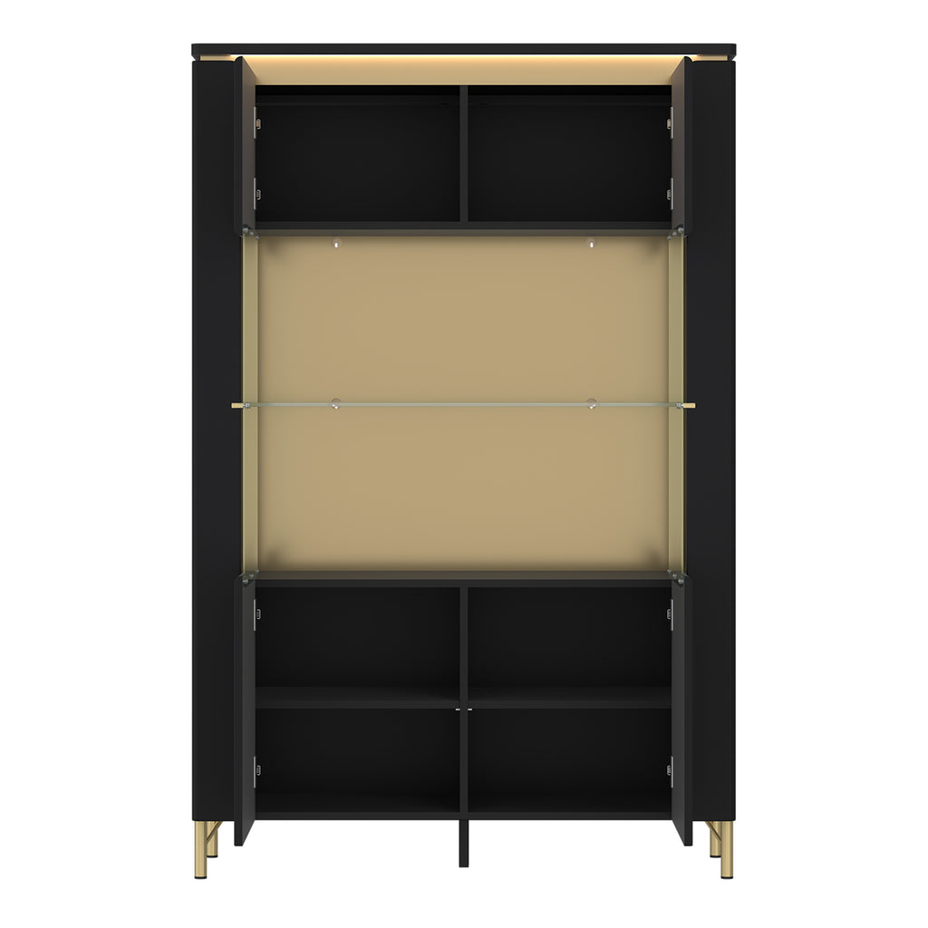 Genoa Vitrin 2 Door in Black Matt/Gold