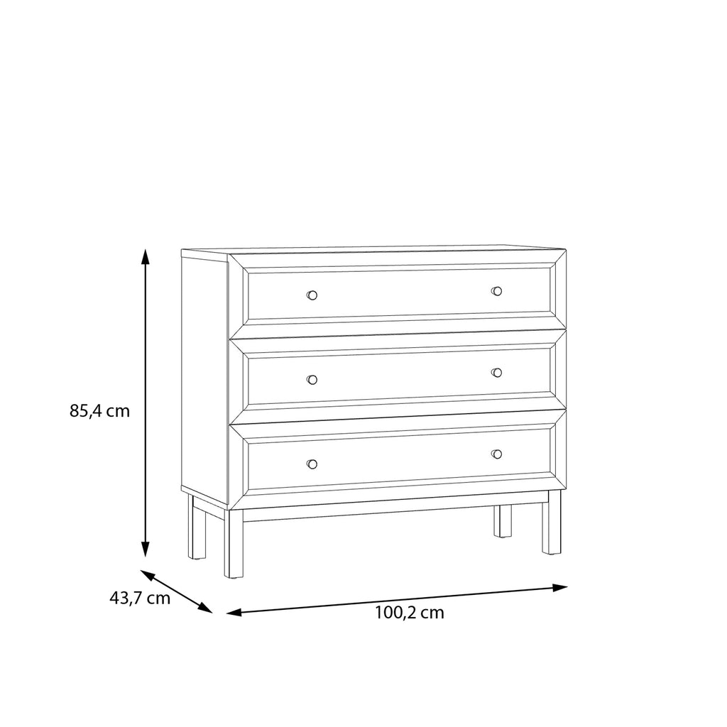 Wensley 3 Drawer Chest in Light Grey and Oak