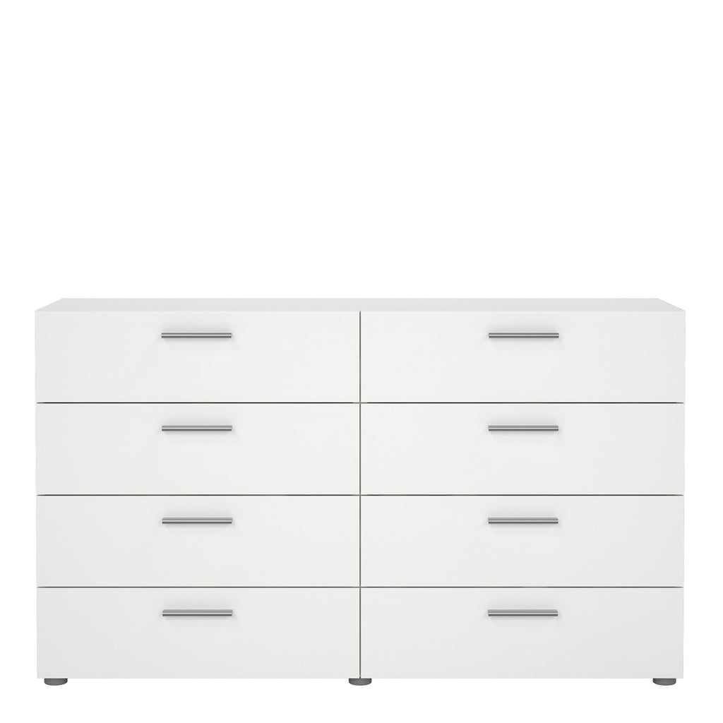 Pepe Wide Chest of 8 Drawers (4+4) in White