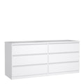 Naia Wide Chest of 6 Drawers (3+3) in White High Gloss