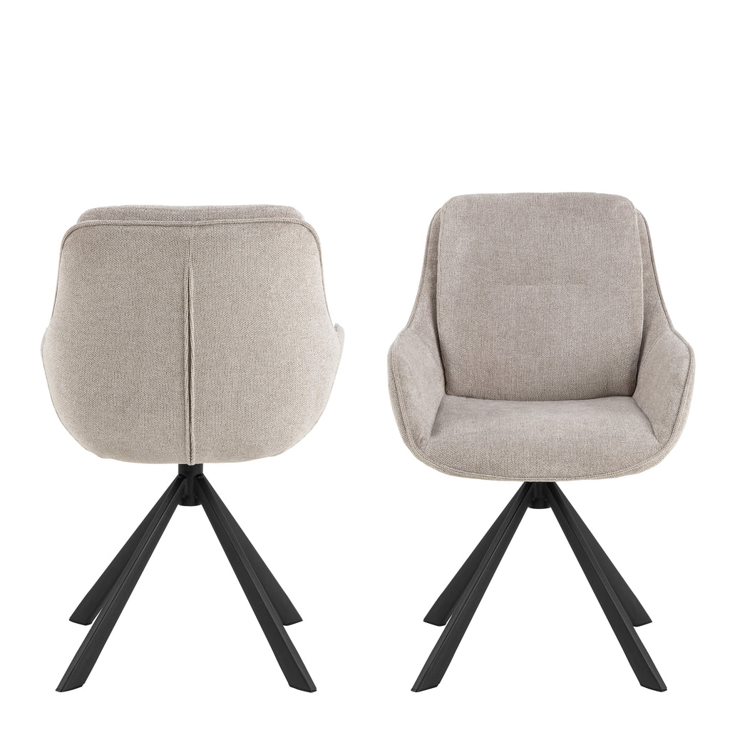 Angus Dining Table in Black 200x74cm Included 4 Carrie Swivel Dining Chairs in Sand