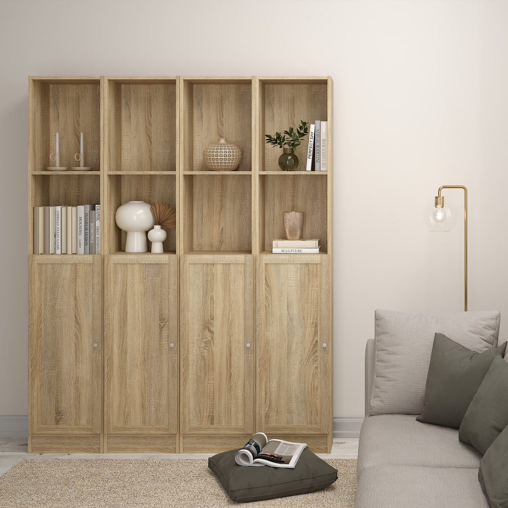 Basic Tall Narrow Bookcase (4 Shelves) in Oak