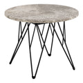 Prunus round Side Table in Grey Marble and Black Coated Steel Base 55x41.4cm
