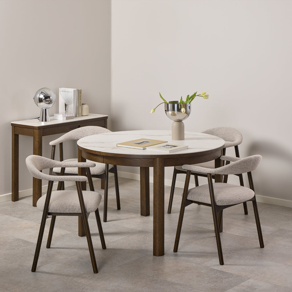 Southampton Round Extendable Dining Table in Cream Ceramic 120/220 x 120 x 75cm