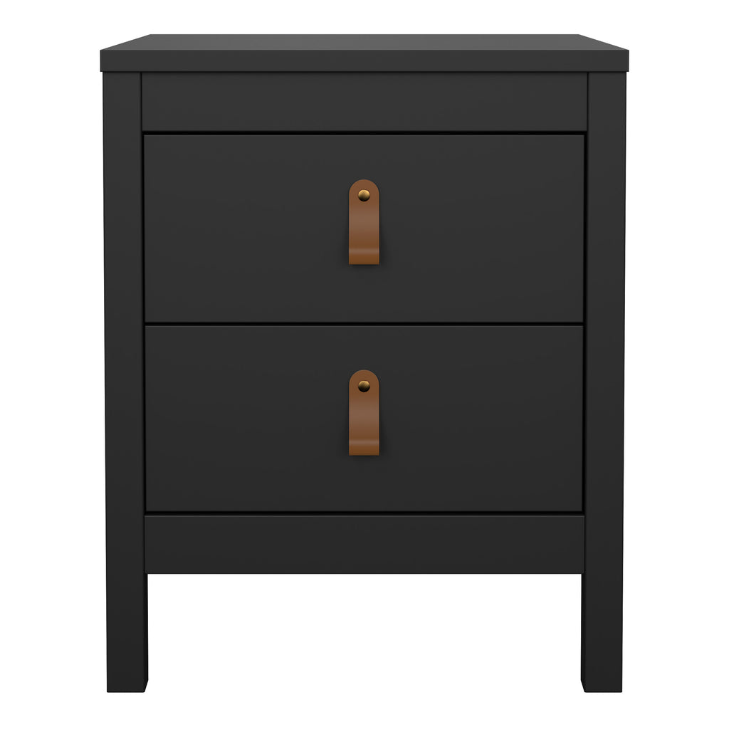 Barcelona Bedside Table 2 Drawers in Matt Black